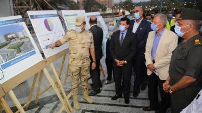 وزير الرياضة  يتفقد مستجدات الأعمال الإنشائية بالصالة المغطاة باستاد القاهرة