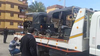 حملة مكبرة لمصادرة مركبات التوكتوك والتروسيكل بدمياط الجديدة